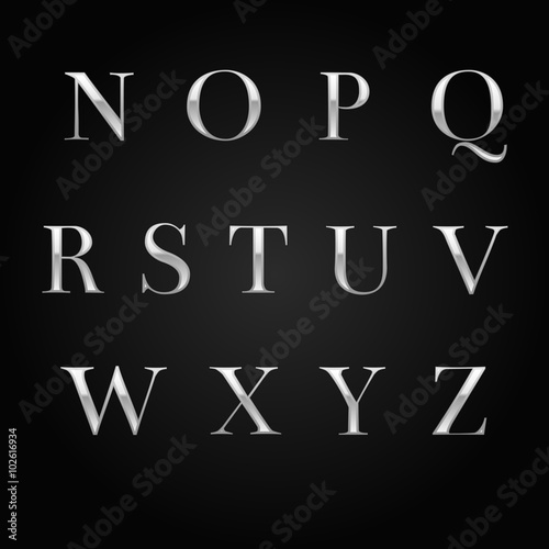 glossy silver font design set over black