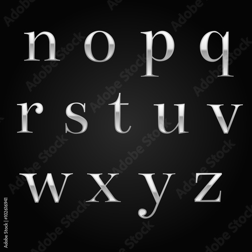 glossy silver font design set over black