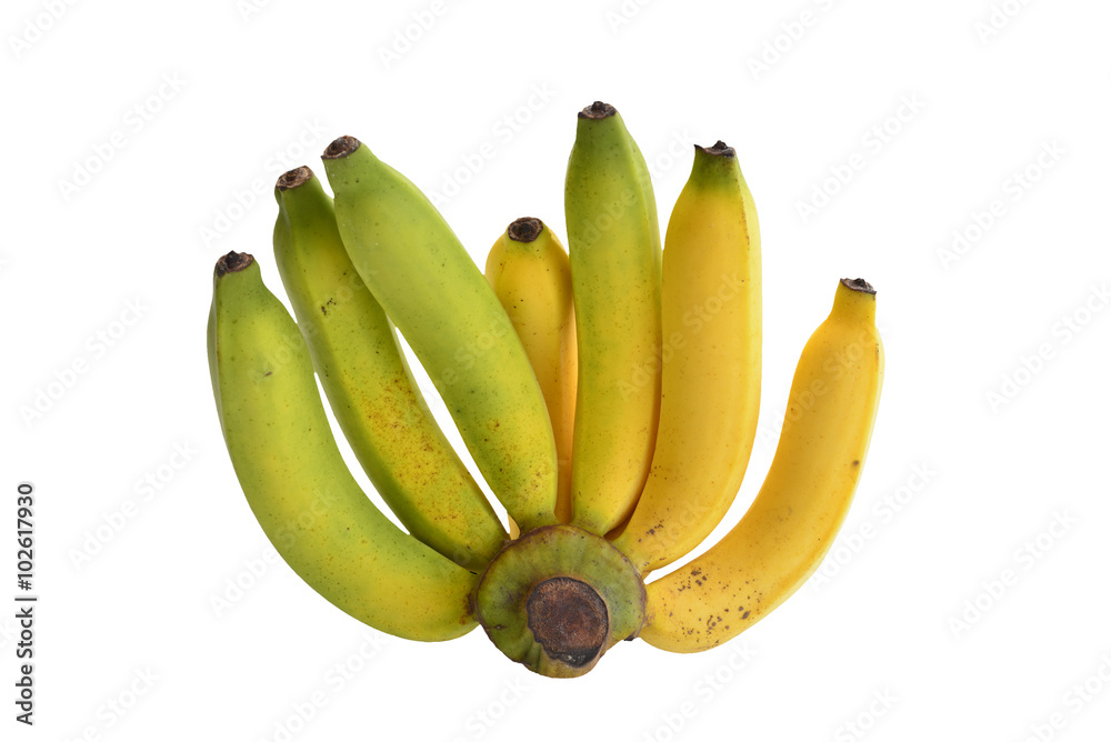 ripe bananas isolated on white background.