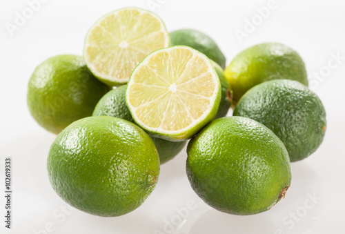 Limes on white background