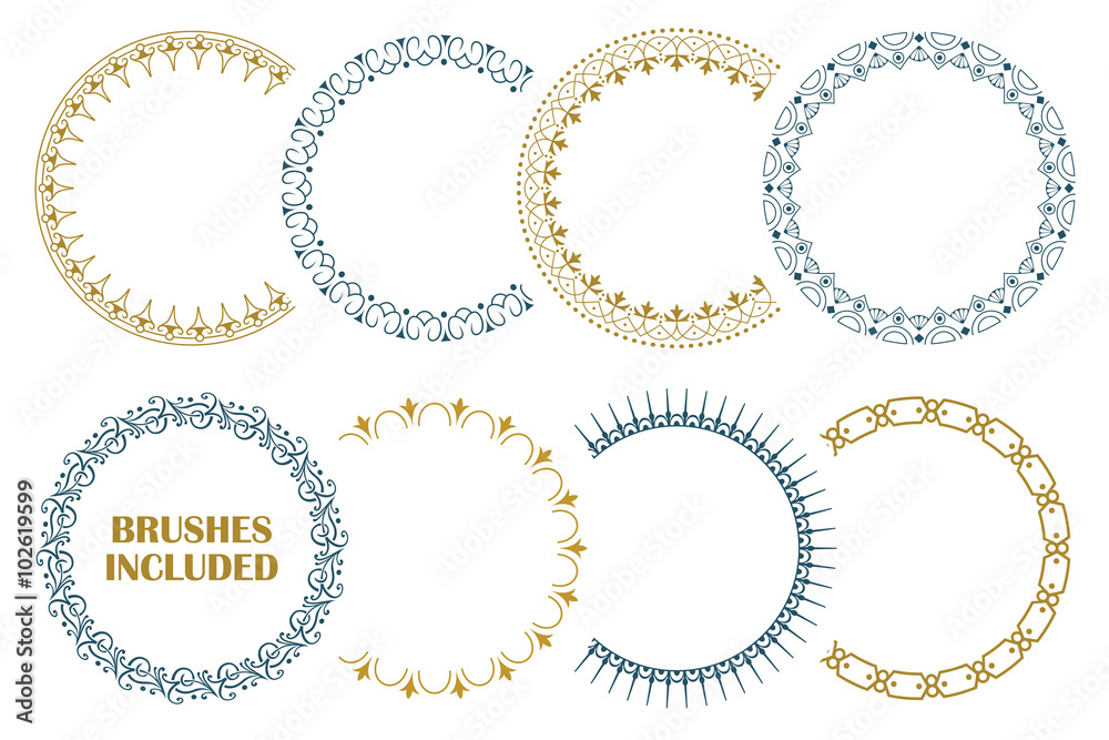 8 seamless border for decoration and design. (Brushes included) 8 seamless border for decoration and design. (Brushes included)
