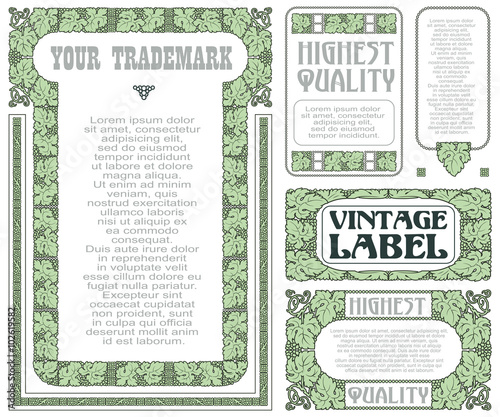 Vector vintage style labels with grapes for decoration and desig