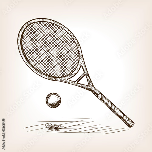 Tennis hand drawn sketch style vector