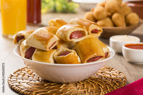 Sausage baked snacks. Brazilian snacks.