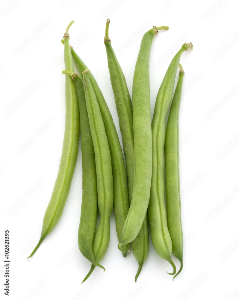 Green beans handful isolated on white background cutout Green beans handful isolated on white background cutout