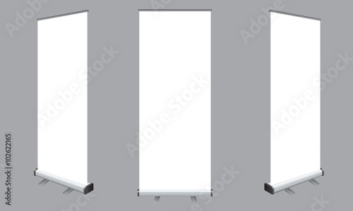 Set of Blank isolated vector roll up banners display mockup