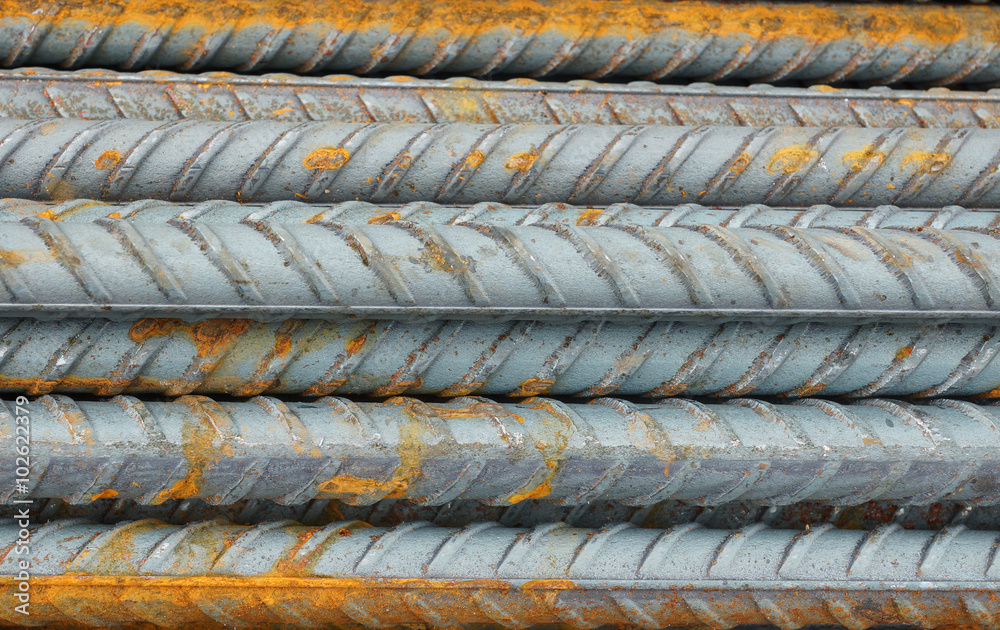 Metal rods for construction, close-up