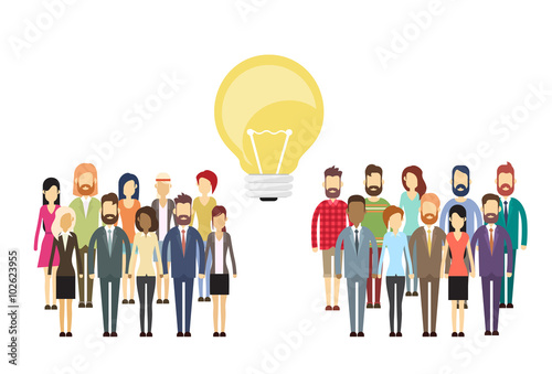 Business People Group Idea Concept Light Bulb, Businesspeople Crowd