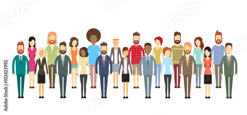 Fotografia, Obraz Group of Business People Big Crowd Businesspeople Mix Ethnic