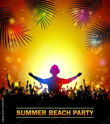 Summer beach party with dance silhouettes