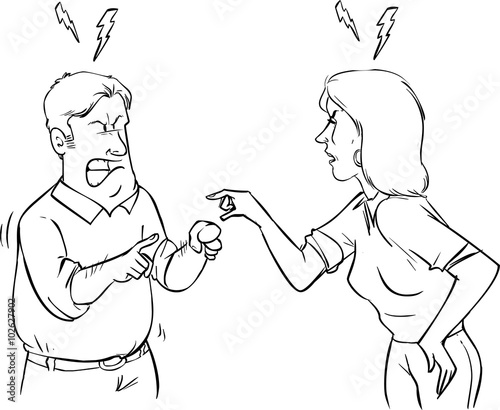 Husband and wife in quarrel in kitchen before Vector Image