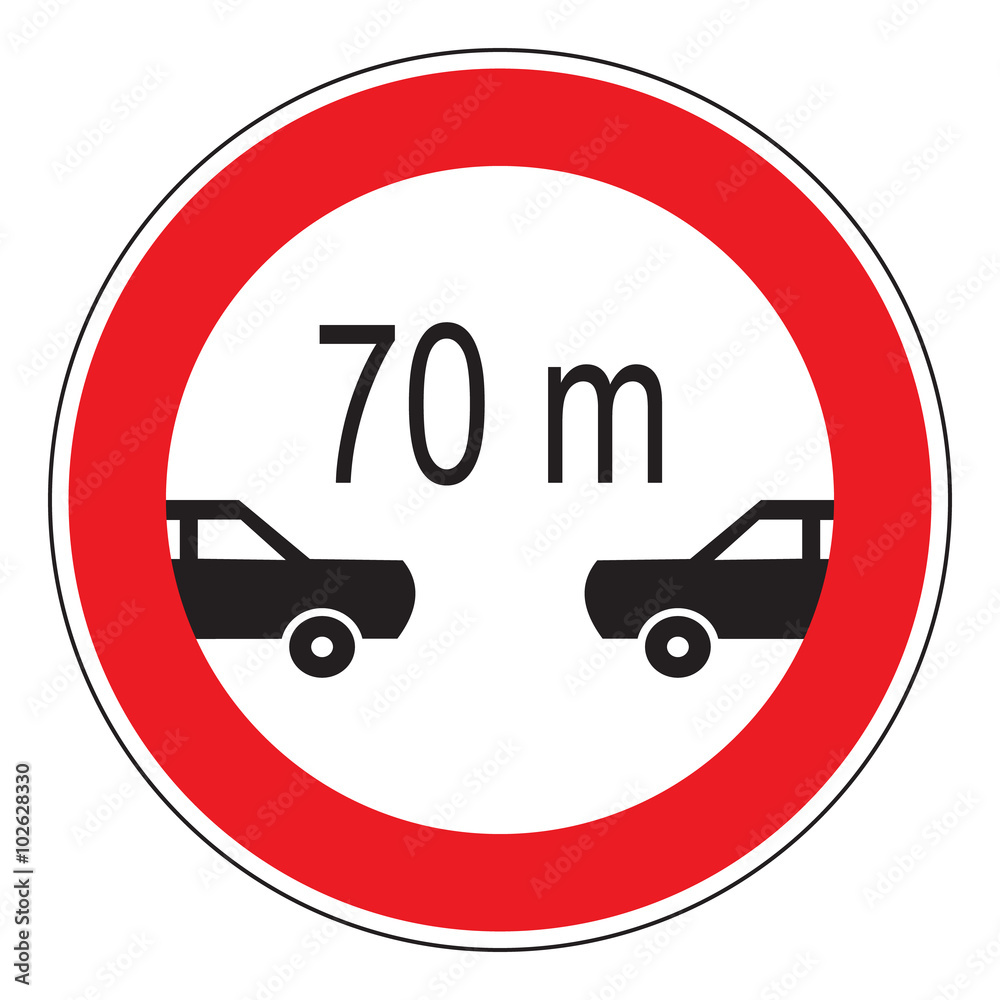 minimum following distance - traffic sign