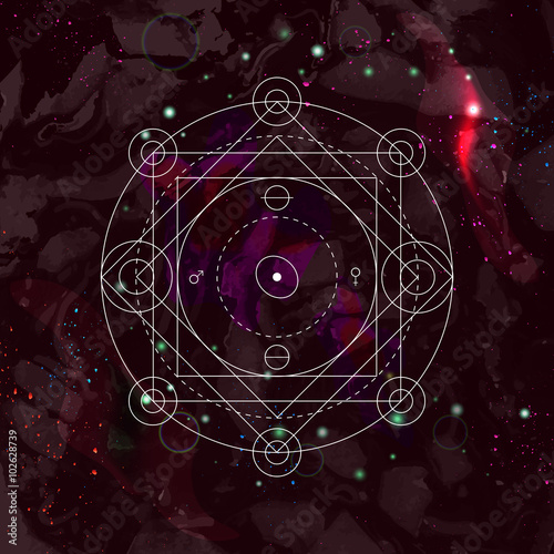 Abstract mystical geometry symbol. Linear alchemy, occult, philosophical sign.