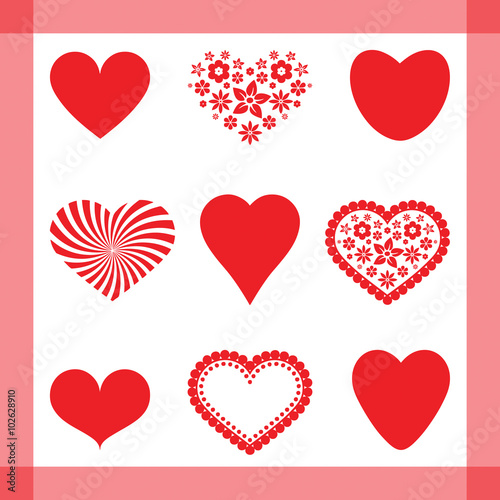 Set of vector heart shapes