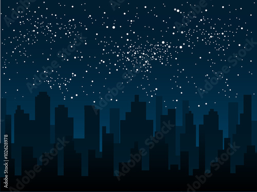Vector silhouette of the city. Star sky. Eps 10.