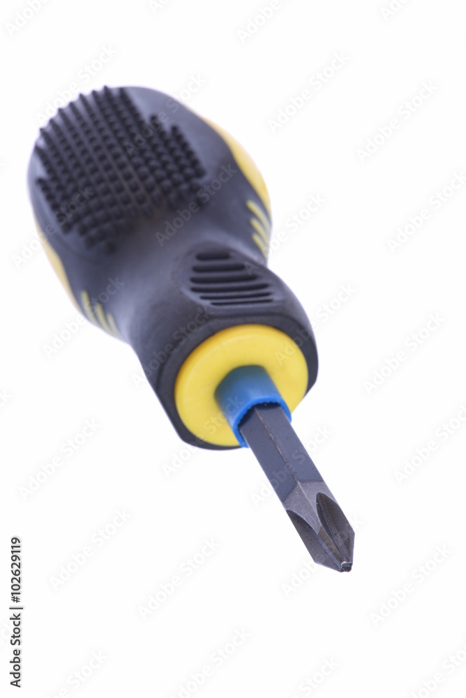 Single screwdriver isolated on white background