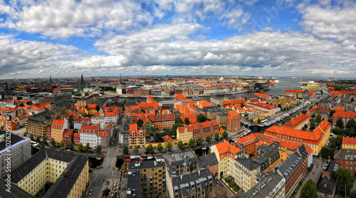 Panorama aerial view of Copenhagen, Denmark
