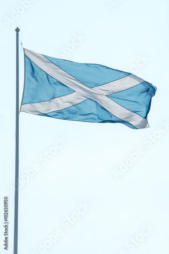 Flag of Scotland waving in the wind