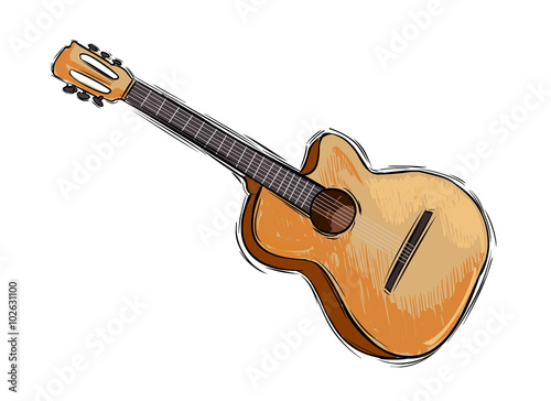 Vector illustration of a instrument guitar drawing