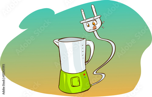 Vector illustration of a  cartoon food processor