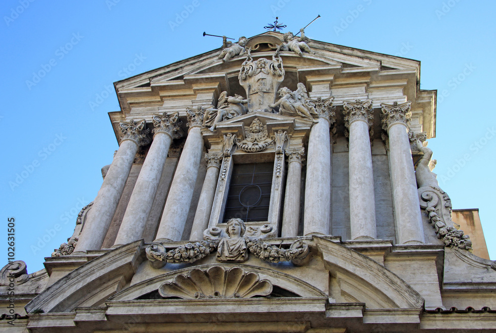 ROME, ITALY - DECEMBER 20, 2012: Church of Saint Vincent and Anastasius in Trevi (Santi Vincenzo e Anastasio a Trevi), Rome, Italy