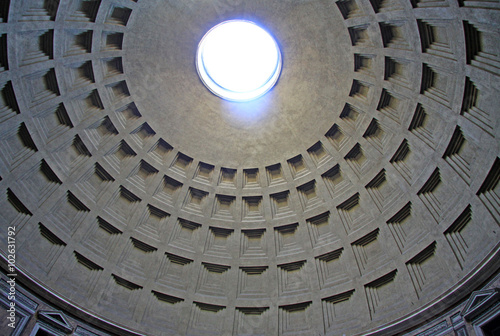 ROME, ITALY - DECEMBER 20, 2012: Dome of Rome Pantheon with oculus. Rome, Italy