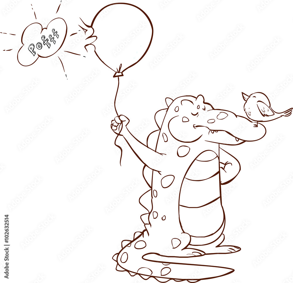 Fototapeta premium vector illustration of a cute crocodile holding balloons