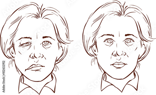 white background vector illustration of a  facial lopsided illus photo