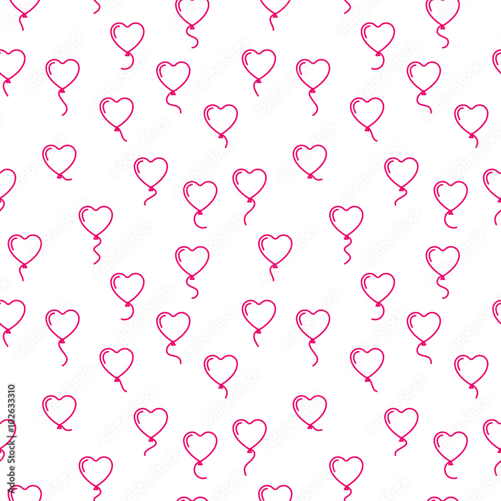 Vector seamless pattern with balloons in the form of hearts