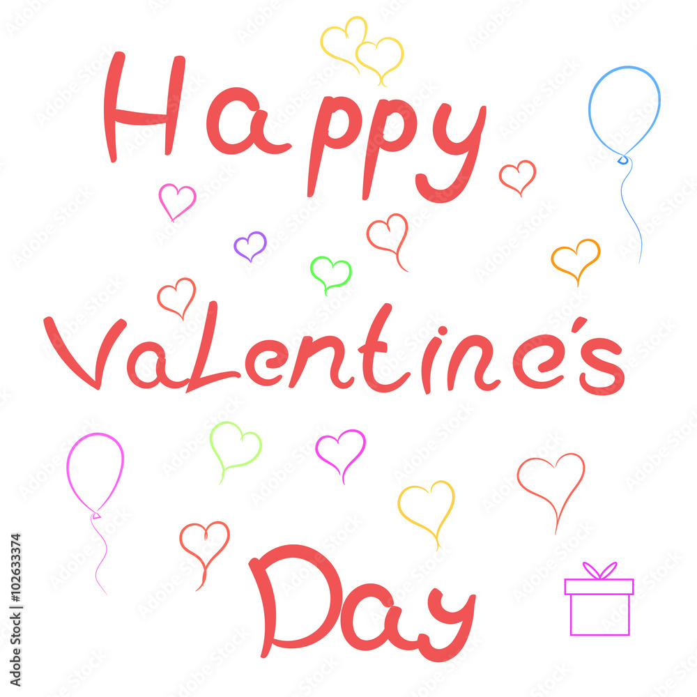 Card Happy Valentine's Day . Vector illustration .