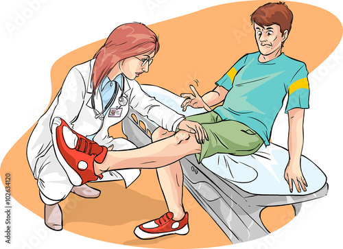 Vector illustration of a doctor  legs examination
