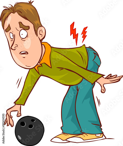 Vector illustration of a cartoon character back pain