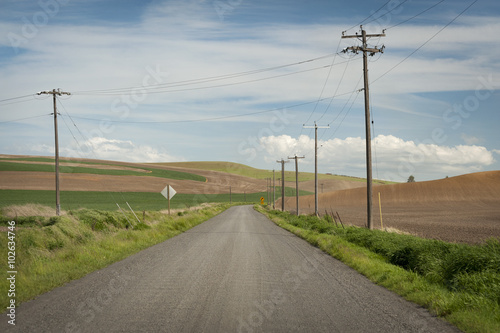 Rural Road. A seemingly "road to nowhere" seen in the Washington Palouse area in the eastern part of the state. 