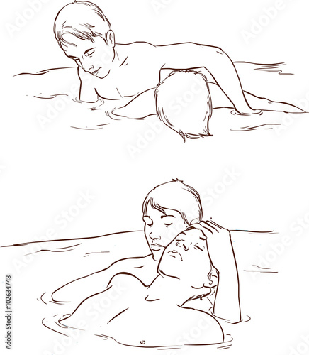 Vector illustration of aRescue an Active Drowning Victim Step