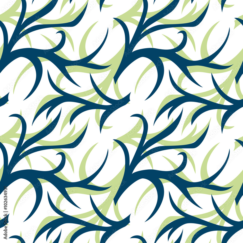 Abstract two color seamless pattern with twig. Background, wallpaper, cover, wrapper, textile, fabric