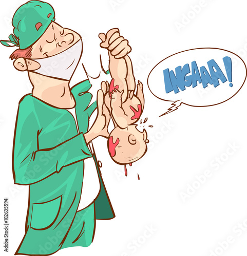 white  background Vector illustration of a obstetrician