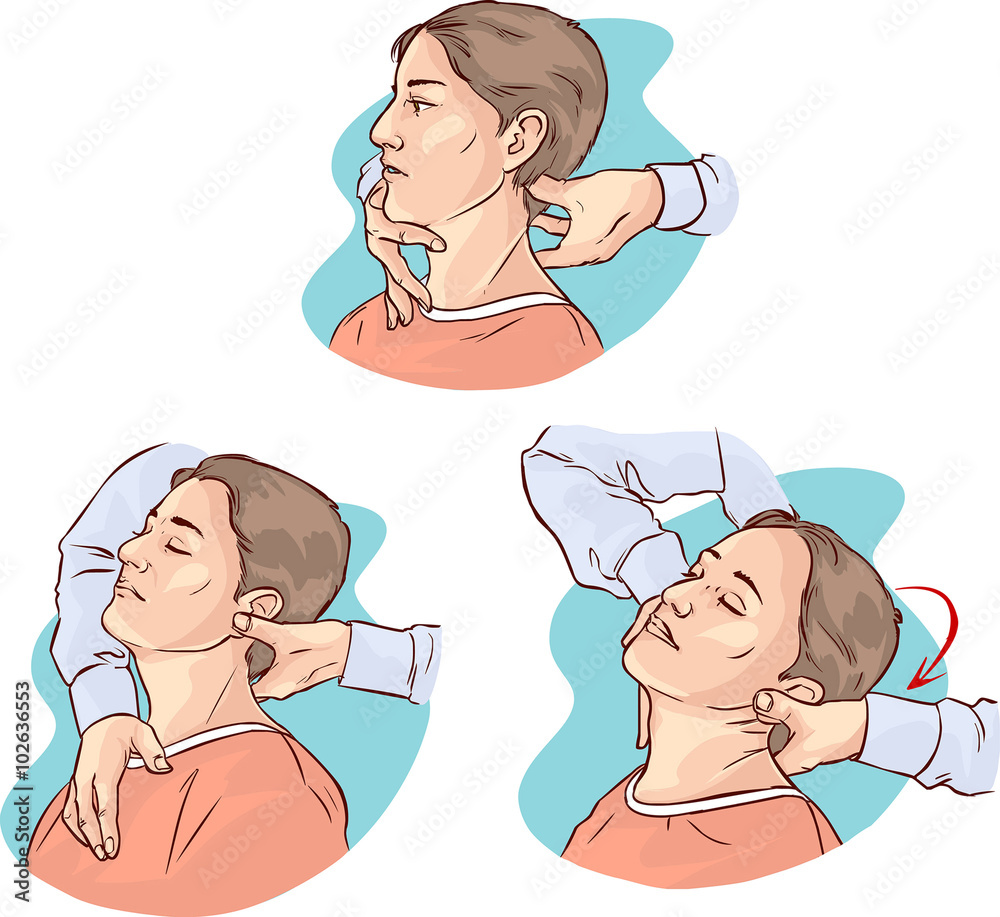 Vector illustration of a Gonstead Chiropractic for acute neck pa Vector illustration of a Gonstead Chiropractic for acute neck pa