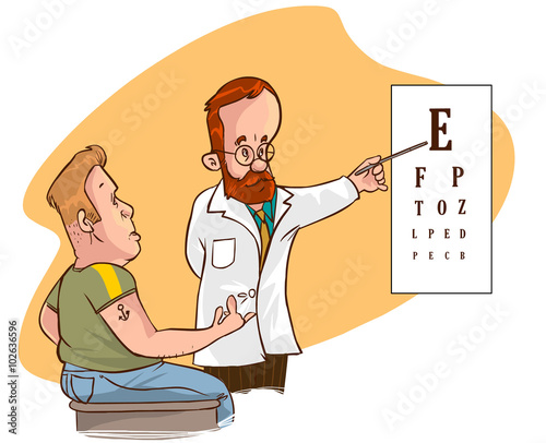 white backround Vector illustration of a ophthalmologist
