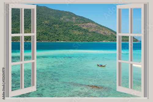 Summer  Travel  Vacation and Holiday concept - The open window 