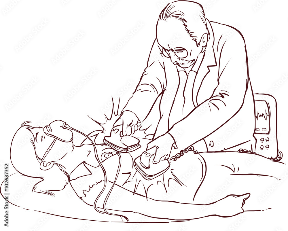 Fototapeta premium white background vector illustration of a CPR device