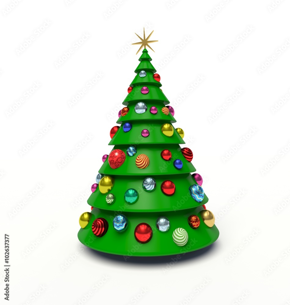 Christmas tree, Christmas baubles. 3d render illustration Christmas tree, Christmas baubles. 3d render illustration