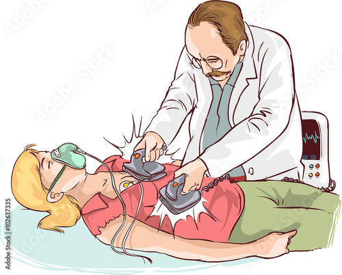 white background vector illustration of a  CPR device