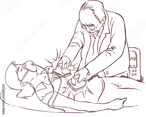 white background vector illustration of a  CPR device