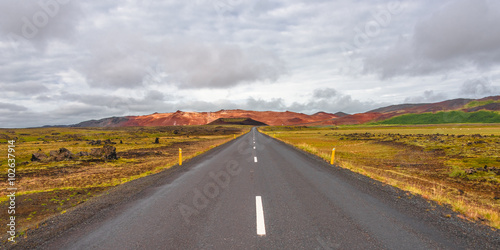 Isolated road and Icelandic colorful landscape at Iceland, summe © neurobite