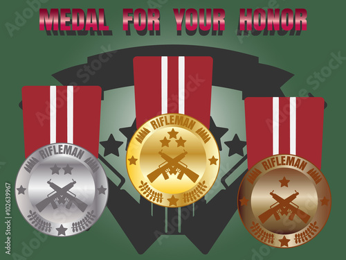 Medal skill honor rifleman set