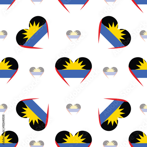 Antigua and Barbuda flag heart seamless pattern. Patriotic Antig photo