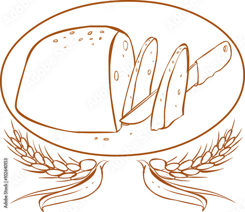 white background vector illustration of a knife and bread
