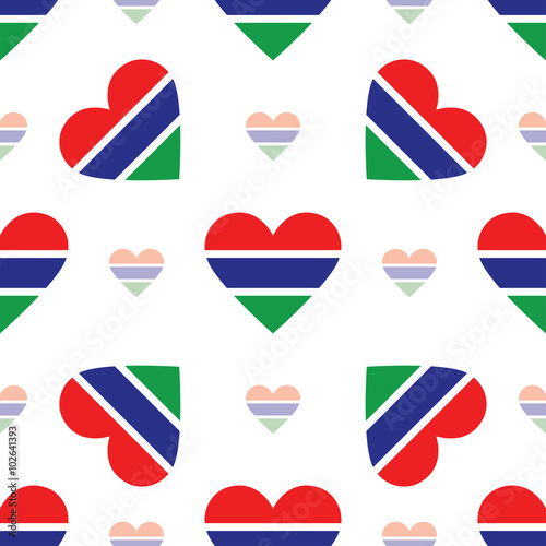 Free Download Gambia flag heart seamless pattern. Patriotic Gambia flag backgr - GFXLoad
