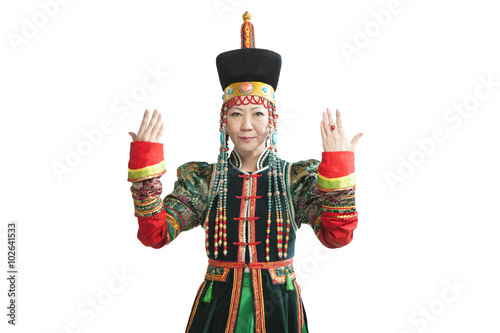 Woman dancing  national Buryat dance photo