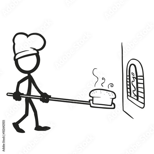 Stick Figure Cooking Bread Oven